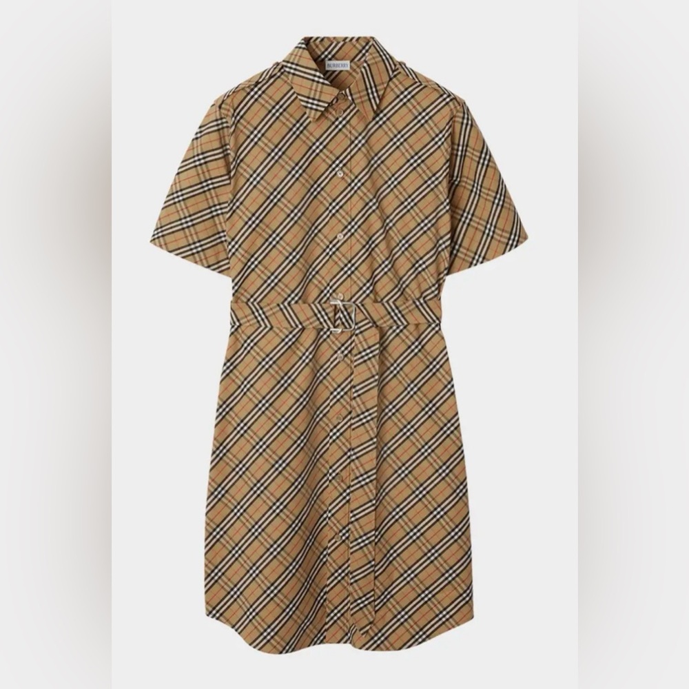 NWT Burberry Check cotton shirt dress Size 10